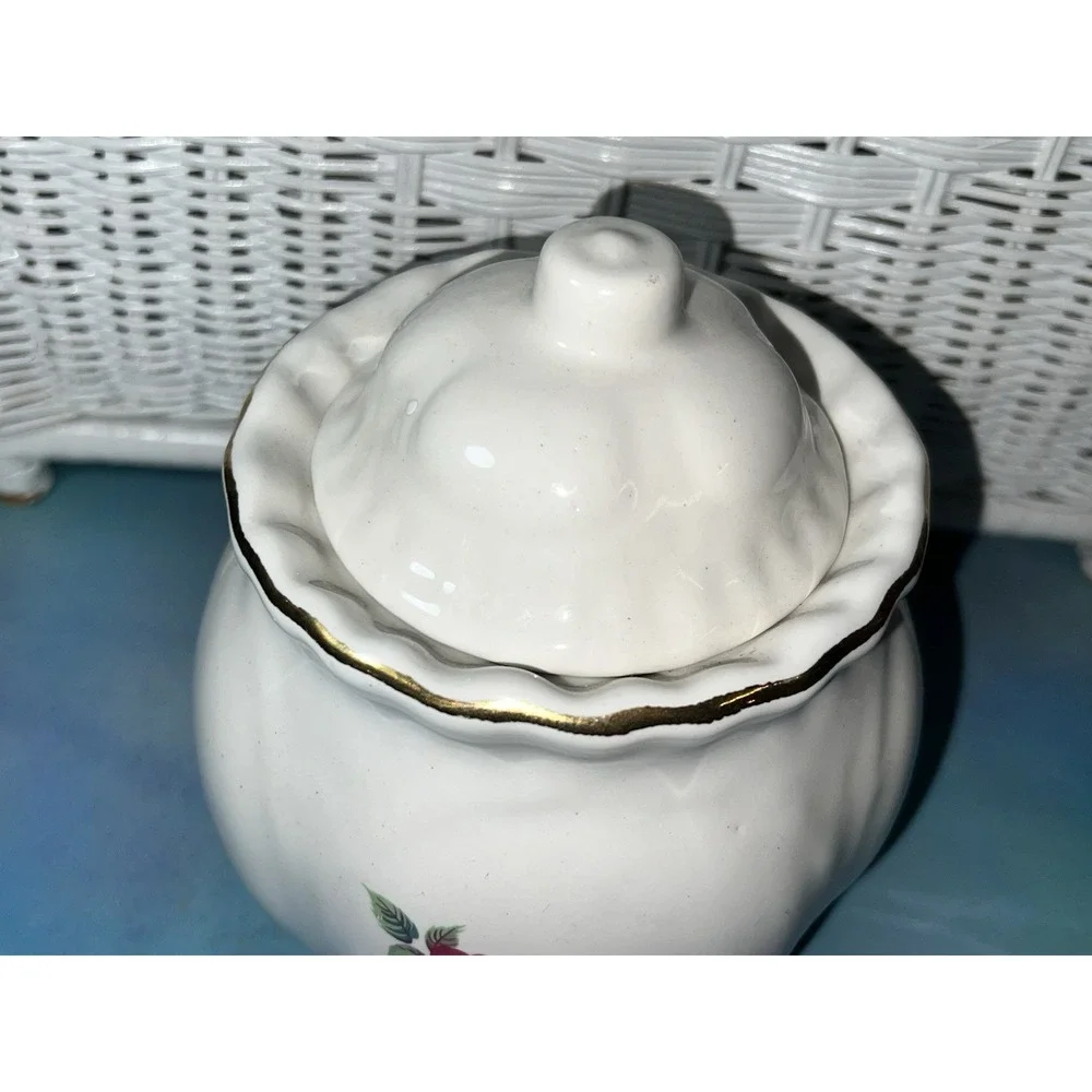 House of Webster Briar Rose HWE1 Ceramic‎ Round Canister Gold Trim